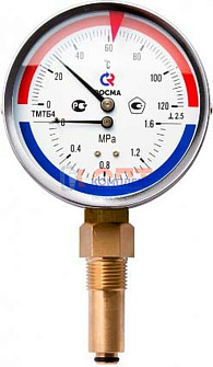 Термоманометр ТМТБ-41T Dy 100 с задним подключением 1/2", 6 бар 0-120* 0