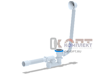 Сифон Ани для ванны клик-клак с выпуском и переливом с трубой 40/50 регулируемый  (15 шт) 0