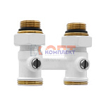Узел нижнего подключения радиатора, 3/4" ПРЯМОЙ БЕЛЫЙ с адаптерами (48/1шт)