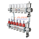 Коллекторная группа ЛАТУНЬ со встр. расх. в сборе, 1"х11 вых. Евроконус 3/4" (Италия)