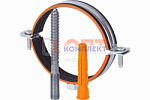 КОМПЛЕКТ HUMALT 11/2" (48-53мм) М8 (Хомут метал. с резин. упл. + шпилька 80мм + дюбель) (100шт)