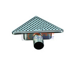 Душевой трап треугольный с сухим затвором вып 50мм угловой 200*200 мм корпус и реш. НЕРЖ VR (1/20шт)