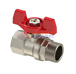 Кран шаровой ручка бабочка, латунь, вн/нар резьба  1/2",PN25 еврослот, никель, RTP (80/1шт)
