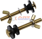 Комплект 2шт крепления бачка к унитазу с гайкой барашек, желтый цинк (250шт)