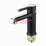 см-ль для раковины  картридж 3 ступени ø35, цвет ХРОМ+ЧЕРНЫЙ мат,  гайка корона (1/10шт)