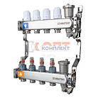 Коллекторный блок из НЕРЖ. стали с регул. клап. и расх., 1"х11 вых. Евроконус 3/4"