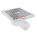 Трап сантехнический УГЛОВОЙ D 50, решетка НЕРЖ сталь 150х150 мм,сухой затвор, вращение 360 (40шт)