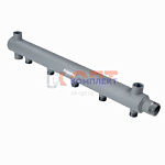 Коллектор из стальн. тр. DN 40 с межц. расст. вых.  100мм, 1"х 3 вых. 1/2" нар.