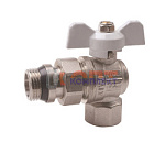 Кран шар. VIEIR полнопроход. белая ручка с доп уплотнением  усиленный угловой с полусгоном 1/2" вн.-