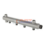 Коллектор из стали (труба ДУ-40), с м-о расст вых. 100мм, 1"х 8 вых. 1/2" нар.