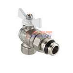 Кран шаровой BASE-ГОСТ DN20 3/4" вн.-нар. PN40 угловой со сгоном и доп. уплотнением, белая бабочка (