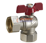 Кран шаровый Zegor  угловой с накидной гайкой Pn40 латунь никель 3/4" вн-вн бабочка (15/