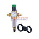 фильтр самоочищ. с рег. давления и манометром 1/2" для хол. воды прозрач.корпус VR (1/10шт)