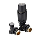 Комплект терморегулирующего оборудования для радиатора угловой (черный) DN15, 1/2"