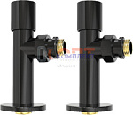 Комплект удлиненных радиаторных кранов 1/2" с отражателем, ЧЕРНЫЙ VIVALDO