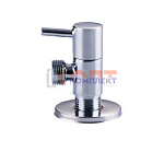 кран шар. угловой хром для подкл. с/т приборов с отраж. 1/2"х1/2" (1/100шт) декор. ручка