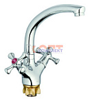 смеситель G.Lauf для кух. мойки с пов. изливом, кер. (1/2) 180°, гайка (корона) QML4-A827