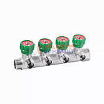 Коллектор латунный с регулирующими вентилями 3/4"x1/2" КОНУС - 4 вых.(16/4шт)