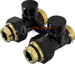 Узел ПРЯМОЙ нижнего подключения радиатора ЧЕРНЫЙ VIVALDO (1/20шт)