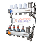 Коллекторный блок из НЕРЖ. стали с регул. клап. и расх., 1"х11 вых. Евроконус 3/4"