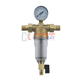 Фильтр 1/2" самопромывной для холодной воды с манометром и американками (1/28шт)