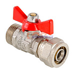 Кран шар. под обжим, рукоятка бабочка 16х1/2 нар.  (16 /256шт)