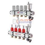 Коллек группа НЕРЖ со встр. расх. в сборе, с воздух и слив клапан 1"х6 вых. Евроконус 3/4" (Италия)