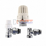 Компл. термор-го оборуд-я д/рад., угл., 1/2" с перех. на "евроконус" (терм.головка,терм.клап.,зап.кл