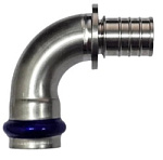 Уголок 90° переходной с надвижной гильзы под пресс нерж.сталь раструб 20x18 (60шт)