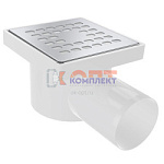 Трап сантехнический УГЛОВОЙ D 50, решетка НЕРЖ сталь 100х100 мм,сухой затвор, вращение 360 (60шт)