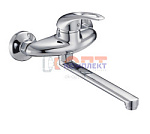 настенный смеситель G.Lauf для кух. мойки с плоским пов. изливом, ø40, встр. переключение KLO12-A048