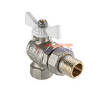 Кран шаровой BASE-ГОСТ DN20 3/4" вн.-нар. PN40 угловой со сгоном, белая бабочка (8/32шт)