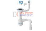 Сифон для керам мойки, выпуск 3 1/2, ДВА перелива, пластик.винт 45,г/тр 1 1/2  Ø 40/50  (20шт)
