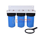 тройной магистр. фильтр ВВ10 1" для ХВС с картридж и креплением СИНИЙ корпус (1/6шт)