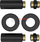 Комплект удлинителей с вн.р по всей длине 1/2"вн-нар 60мм с отраж D50мм H15мм, ЧЕРНЫЙ VIVALDO