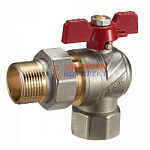 Кран шаровый Zegor  угловой со сгоном полнопроходной Pn40 латунь никель 1" вн-нар бабочка (5/30шт)