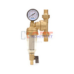 фильтр самоочищ. свобод. вращения с манометром 1/2" для хол. воды прозрач.корпус VR 