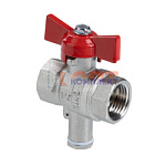 Кран шаровой 1/2", вн.-вн., для подключения датчика температуры, рукоятка бабочка ГОСТ стандарт (50ш