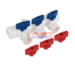 Коллектор PPR с отсечными кранами 40 вн. х 3 вых. 20 вн. (кр+син) (1/60шт)