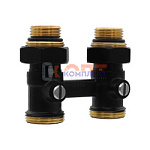 Узел нижнего подключения радиатора, 3/4" ПРЯМОЙ ЧЕРНЫЙ с адаптерами (48/1шт)