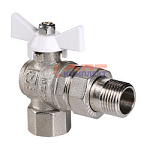 Кран шар. BASE угловой с полусгоном 3/4" вн.-нар. белая рукоятка (8 /64шт)