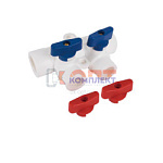 Коллектор PPR с отсечными кранами 40 вн. х 2 вых. 20 вн. (кр+син) (1/70шт)