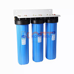 тройной магистр. фильтр ВВ20 1" для ХВС с картридж и креплением СИНИЙ корпус (1/6шт)