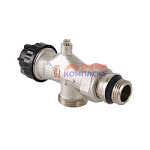 Клапан термост-ий для рад. угл-ой. с ОСЕВЫМ управл, предварительной настройкой, воздухоотводчиком Ев