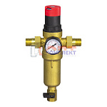 Фильтр промывной ТЕВО 1/2" с редуктором и манометром для горячей воды