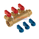 коллектор 3 выхода с отсеч кранами 3/4х1/2 нар.латунь (1/30шт)