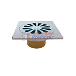 Трап прямой с сухим затвором вып 50мм 100*100 мм корпус ЛАТУНЬ решетка НЕРЖАВЕЙКА VR (1/60шт)