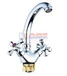 смеситель G.Lauf для умывальника или  кух. мойки  с пов. изливом, кер. (1/2) 180°, гайка (корона)