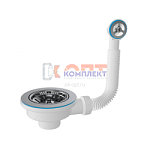 Выпуск для сифона 3 1/2" КРУГ перелив, латунный  винт 45 мм ,для керамической мойки (50шт)