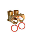 комплект латунных штуцеров (2шт) с накидкой гайкой для подключения водосчетчика